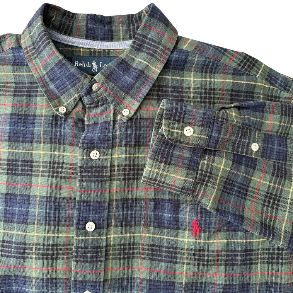 Vintage Ralph Lauren Men's Size XL Button Down Long Sleeve Collared Plaid Shirt